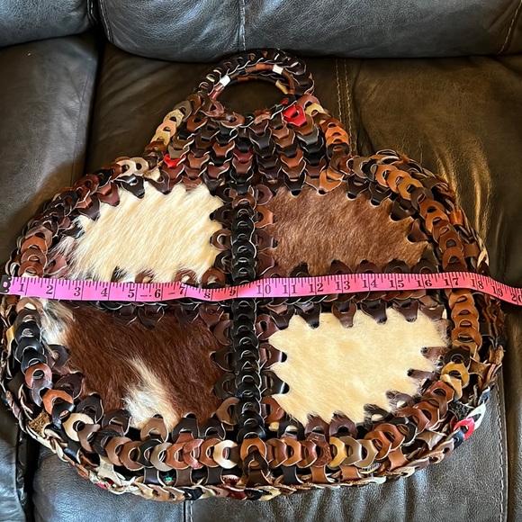 Vintage 70's chain leather and hide tote - Picture 8 of 9